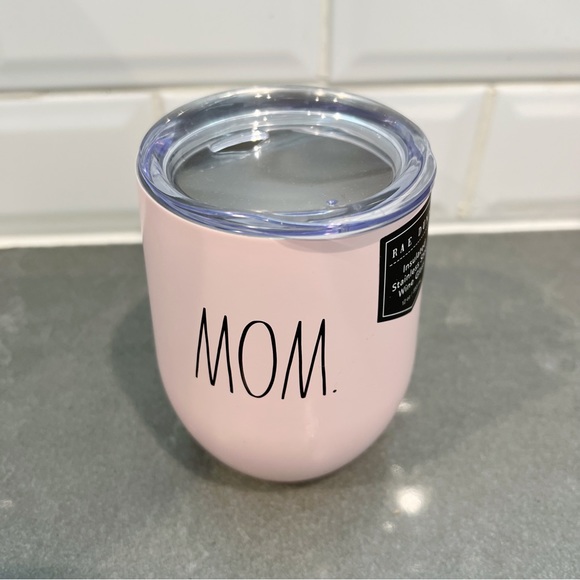Rae Dunn "Mom" Wine Tumbler (Pink) Insulated Stainless Steel wine cup 12oz NWT - Picture 4 of 5